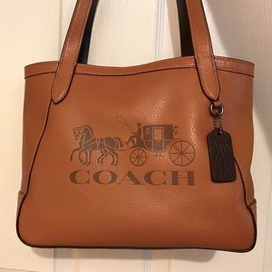 Coach Horse and Carriage Tote Brown Tan Cognac Leather